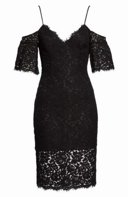 Bardot платье футляр кружевное черное